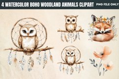 Watercolor Boho Woodland Animals Clipart PNG Product Image 1