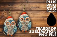 Winter Owl Circle Embroidered Teardrop Earrings Design Product Image 1