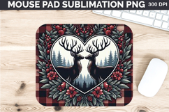 Watercolor Deer Mouse Pad Sublimation - Valentines PNG Product Image 1