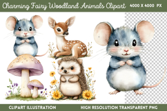 Charming Fairy Woodland Animals Clipart PNG Product Image 1
