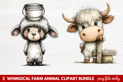 Whimsical Farm Animal Clipart | Cute Farm Animals PNG Set Product Image 1