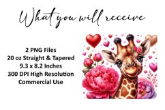 Valentine&#039;s Day Giraffe Tumbler Wrap Sublimation Design Product Image 2