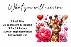 Valentine's Day Giraffe Tumbler Wrap Sublimation Design Product Image 2