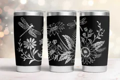 20oz Tumbler laser svg wrap|Wildflowers and Dragonflies Product Image 3