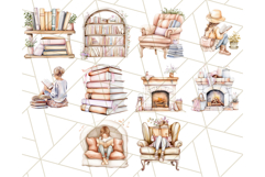 Cozy Book Lover Clipart PNG, Reading Aesthetic Graphics Product Image 7