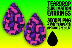 Neon Glow Teardrop Earring Sublimation Design Product Image 1