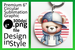 Creative Keychain Round PNG Artwork , Teddy Bear Product Image 1