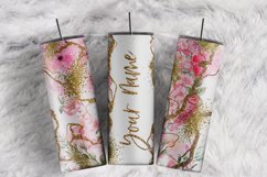Personalized Name Pink Floral Gold Marble 20 oz tumbler wrap Product Image 1