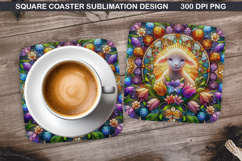 Lamb Coaster Sublimation, Easter Coaster PNG Design Product Image 1