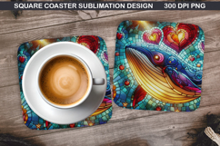 Dolphin Coaster Sublimation, Valentine Coaster PNG Design Product Image 1