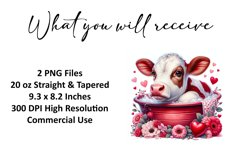 Valentine's Day Cow Tumbler Wrap Sublimation Design Product Image 2