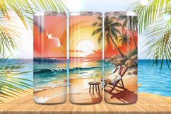 Funny goose relaxing on beach Tumbler Wrap PNG Sublimation Product Image 1
