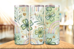 Soft Rainbow Clover Floral Tumbler Wrap PNG Sublimation Desi Product Image 1