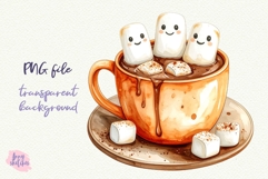 Hot Chocolate PNG Halloween Ghost Cafe Clipart Sublimation Product Image 5