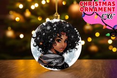 Cheerful Round Keychain PNG, Xmas Girl Product Image 1