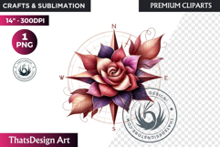 Romantic Flower clipart Rose gold Valentine floral PNG Product Image 1