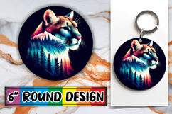 Whimsical Circle Keychain Sublimation, Animals Art Product Image 1
