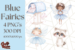 Pastel Blue Fairy Garden Clipart, Enchanted Cottagecore Png Product Image 1