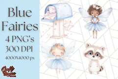Pastel Blue Fairy Garden Clipart, Enchanted Cottagecore Png Product Image 1