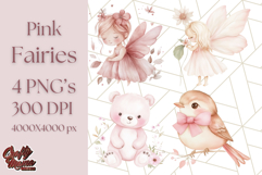 Pastel Pink Fairy Garden Clipart, Enchanted Cottagecore Png Product Image 1