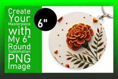 Trendy Round Design Sublimation Artwork , 3D Flower Product Image 1