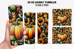 Pumpkins Skinny Tumbler 20oz Wrap Design, Halloween Tumbler Product Image 1