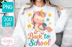 Back to school shirt PNG, Cute unicorn sublimation design Product Image 3