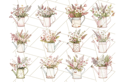 Watering Can Flowers PNG, Rustic Floral Watercolor Clipart Product Image 2