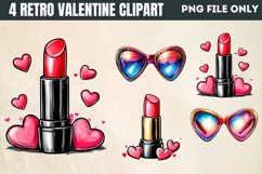 Retro Valentine Clipart PNG Product Image 1
