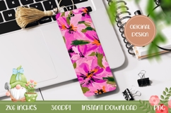 Pink Flowers Bookmark Design, Neon Pink Bookmark Template Product Image 1