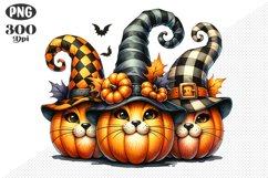 Halloween Cat And Pumpkin Sublimation - Clipart PNG Design Product Image 1