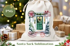 Christmas Green Door Santa Sack, Christmas Gift Bag Product Image 1