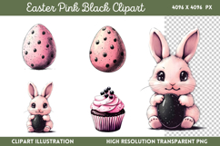Pink Black Easter Clipart PNG Product Image 1
