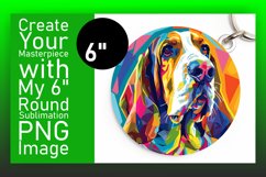 Radiant Colorful Dog Design Round Keychain Sublimation Product Image 1