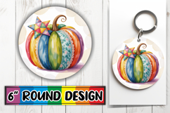 Blissful Keychain Round Style, Pumpkin Watercolor Product Image 1