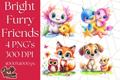 Cute Animal Friends Clipart PNG, Bright Spring Animal Duos Product Image 1