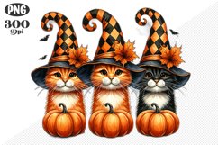 Halloween Cat And Pumpkin Sublimation - Clipart PNG Design Product Image 1