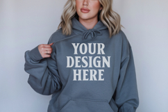 Charcoal Gildan 18500 Hoodie Mockup, G18000 Hoodie Model moc Product Image 1