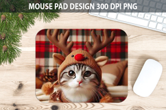 Christmas Cute Cat Mouse Pad Sublimation - Animal PNG Design Product Image 1