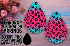Vibrant Leopard Gradient Art Teardrop Earring Wrap PNG Product Image 1