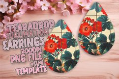 3D Floral Delight Sublimation Teardrop Earring Design PNG Product Image 1