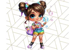 Chibi Summer Girls Clipart PNG, Bright Kawaii Summer Art Product Image 4