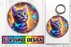 Bright Round Keychain Sublimation, Cat Product Image 1