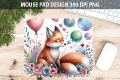 Watercolor Foxes Mouse Pad Sublimation - Valentines PNG Product Image 1