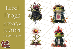 Floral Punk Frogs PNG - Neon Reble Grunge Amphibians Clipart Product Image 1