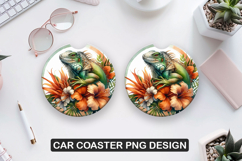 Iguana Car Coaster Sublimation| Animal Coaster PNG Product Image 1