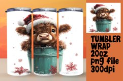Watercolor Winter Cow Christmas Wrap - 20oz Tumbler Design Product Image 1