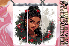 Joyful Colors 20oz tumbler wrap, Xmas Girl Product Image 1