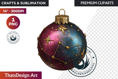 Christmas Baubles Clipart, Festive Holiday Ornaments PNG Product Image 1