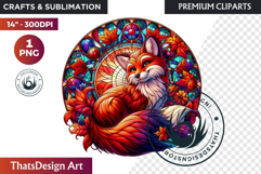 Autumn Thanksgiving Stained Glass PNG, Fall Pumpkin clipart Product Image 1